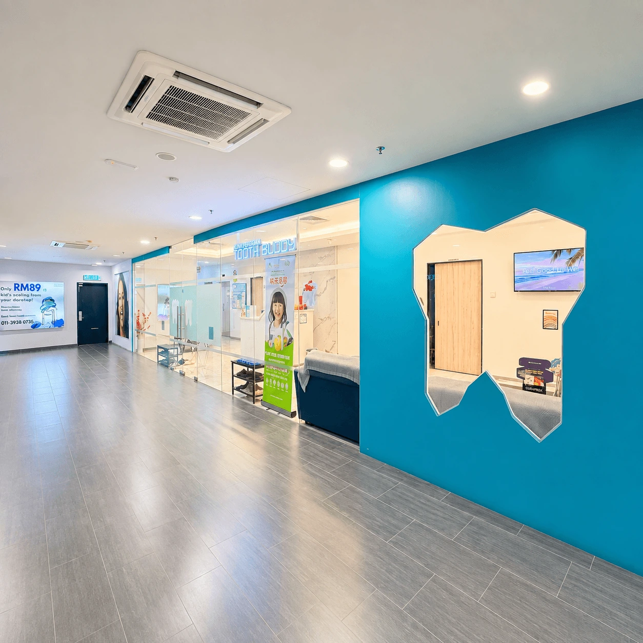 Entrance corridor of Tooth Buddy Dental Clinic at Quayside Mall